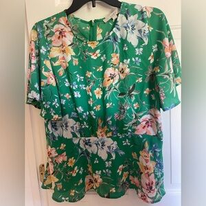 LOFT Floral Green Top size 8